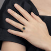 14k 7.5mm Black Freshwater Cultured Pearl and 1/4 carat VS Diamond Halo Ring