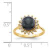 14k 7.5mm Black Freshwater Cultured Pearl and 1/4 carat AA Diamond Halo Ring