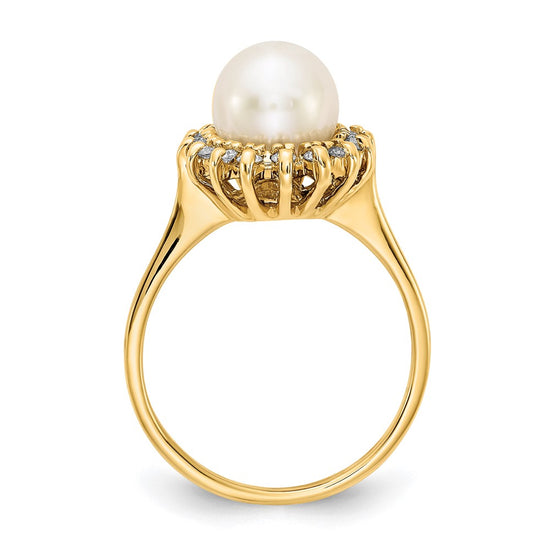 Gold Freshwater Cultured Pearl and Diamond Rings
