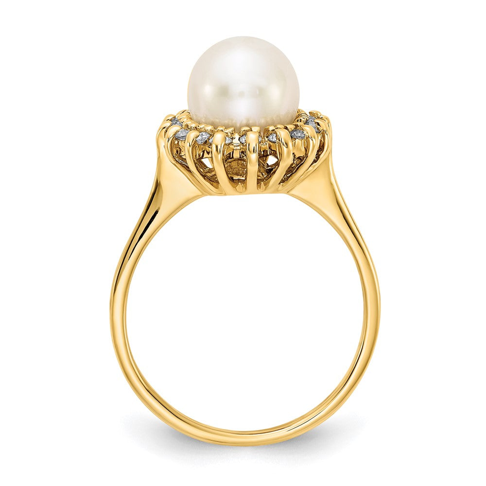 Gold Freshwater Cultured Pearl and Diamond Rings