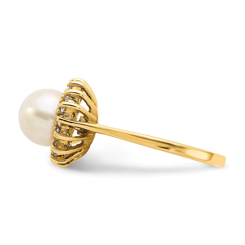 Gold Freshwater Cultured Pearl and Diamond Rings