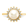 Gold Freshwater Cultured Pearl and Diamond Rings