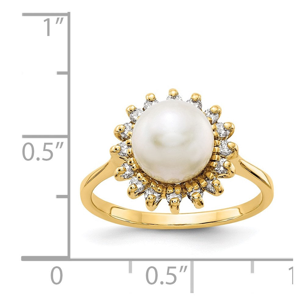 Gold Freshwater Cultured Pearl and Diamond Rings