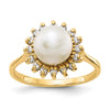 Gold Freshwater Cultured Pearl and Diamond Rings
