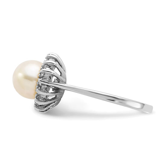 Gold Freshwater Cultured Pearl and Diamond Rings