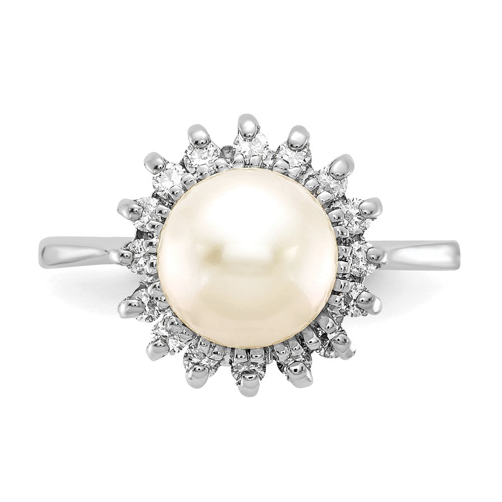 Gold Freshwater Cultured Pearl and Diamond Rings