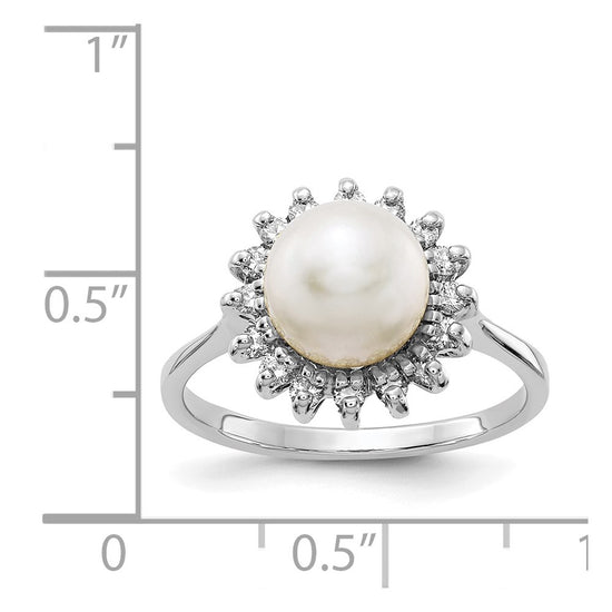 Gold Freshwater Cultured Pearl and Diamond Rings