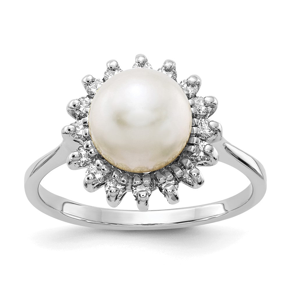 Gold Freshwater Cultured Pearl and Diamond Rings