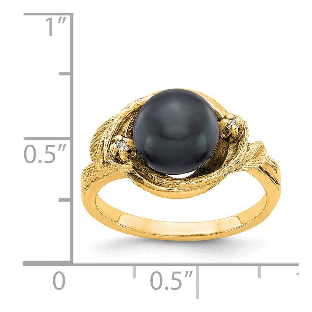Gold Polished Freshwater Pearl and Diamond Rings