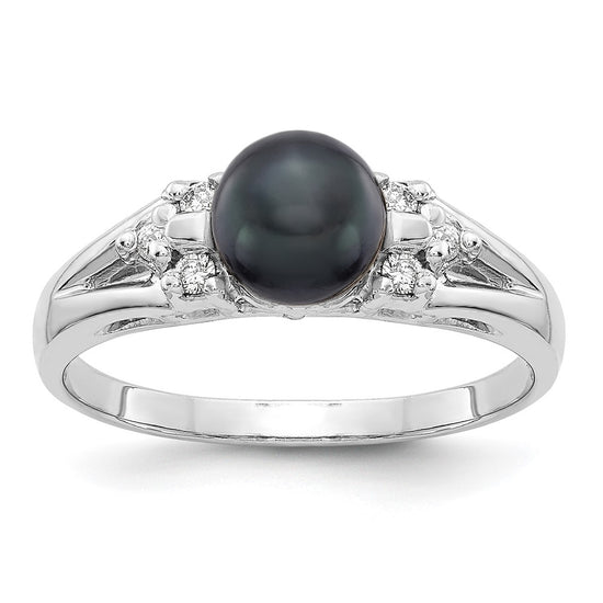 Gold Freshwater Cultured Pearl and Diamond Rings