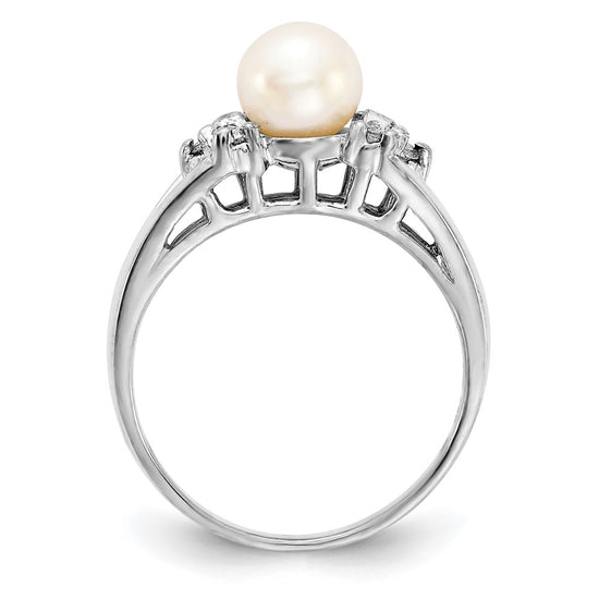 Gold Freshwater Cultured Pearl and Diamond Rings