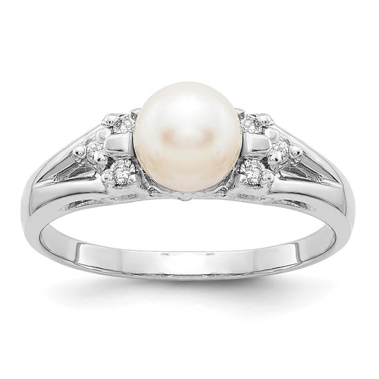 Gold Freshwater Cultured Pearl and Diamond Rings