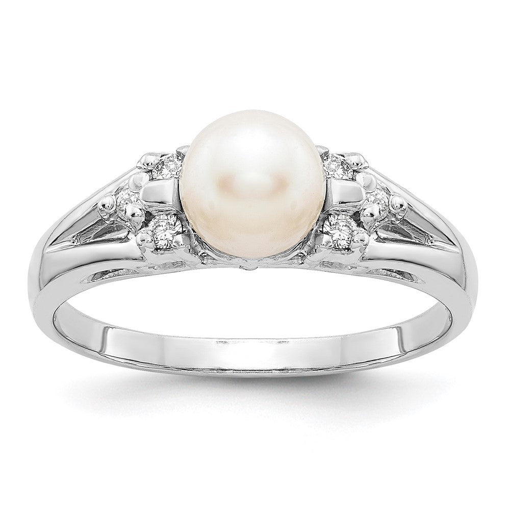 Gold Freshwater Cultured Pearl and Diamond Rings