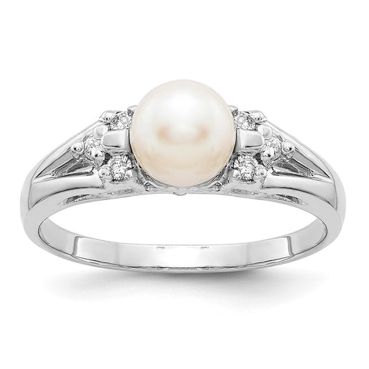 Gold Freshwater Cultured Pearl and Diamond Rings