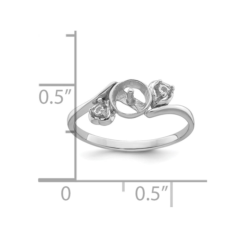 14k White Gold 7mm Pearl & Diamond Ring Mounting