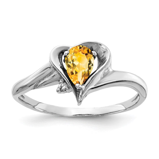 14k White Gold 6x4mm Pear Gemstone & Diamond rings