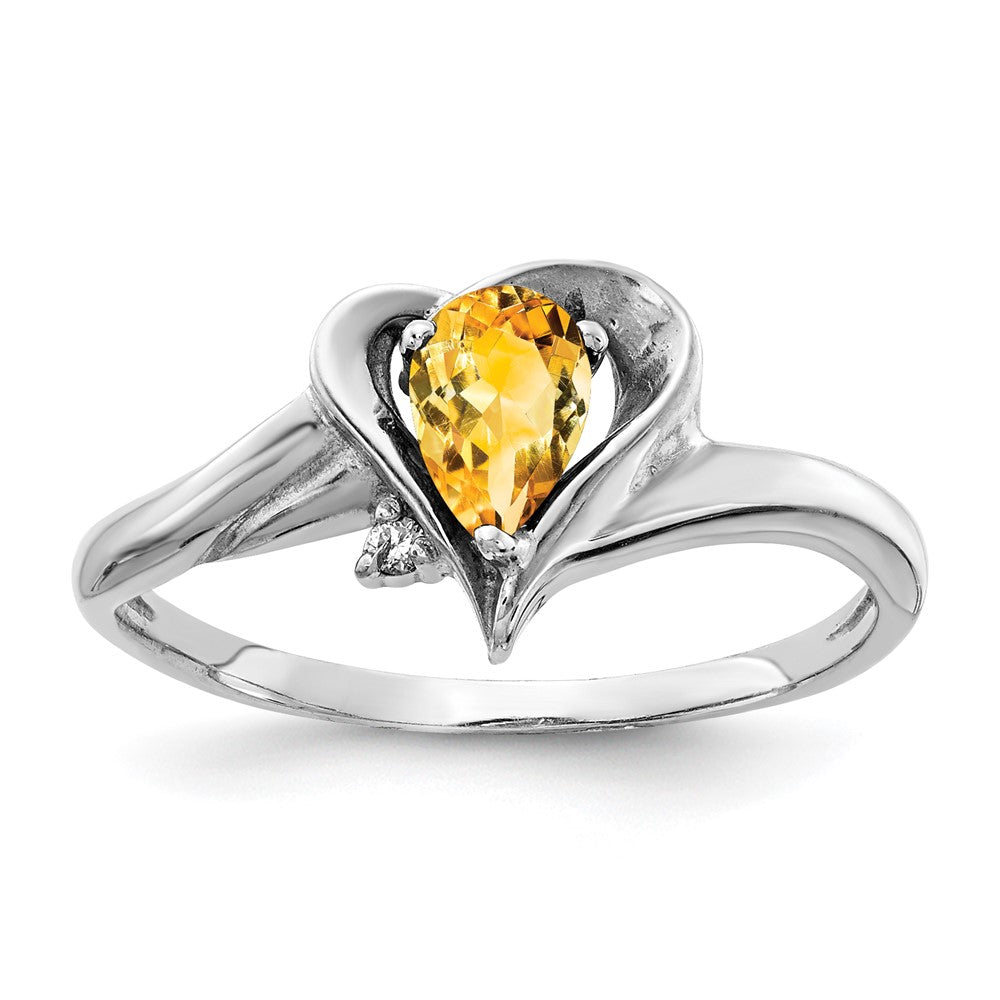 14k White Gold 6x4mm Pear Gemstone & Diamond rings