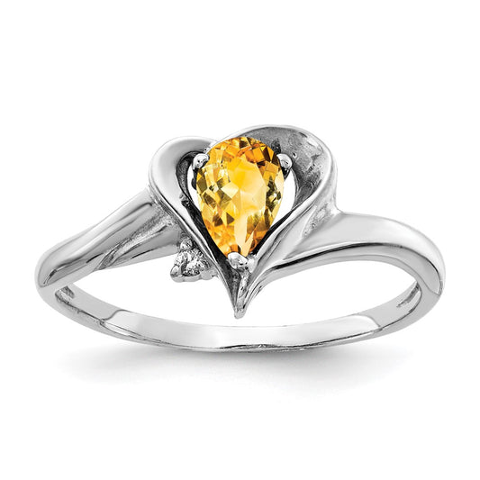 14k White Gold 6x4mm Pear Gemstone & Diamond rings