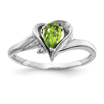 14k White Gold 6x4mm Pear Gemstone & Diamond rings
