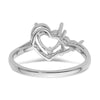 14k White Gold 6mm Heart/4mm Heart Gemstone Ring Mounting