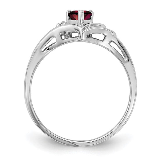 14k White Gold Diamond/4mm Heart Gemstone Ring Mounting