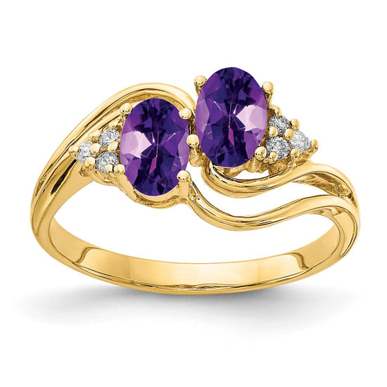 14k Oval Gemstone & Diamond rings
