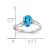 14k White Gold 7x5mm Pear Blue Topaz Checker-cut and 1/20 carat AAA Diamond Ring