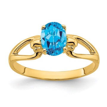 14k 7x5mm Oval Blue Topaz ring