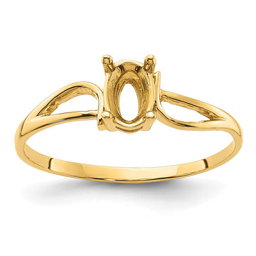 14k 6x4mm Oval Gemstone Ring Mounting