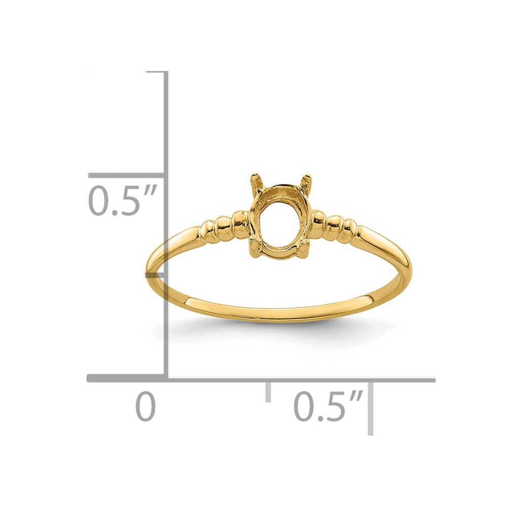 14k 6x4mm Oval Gemstone Ring Mounting