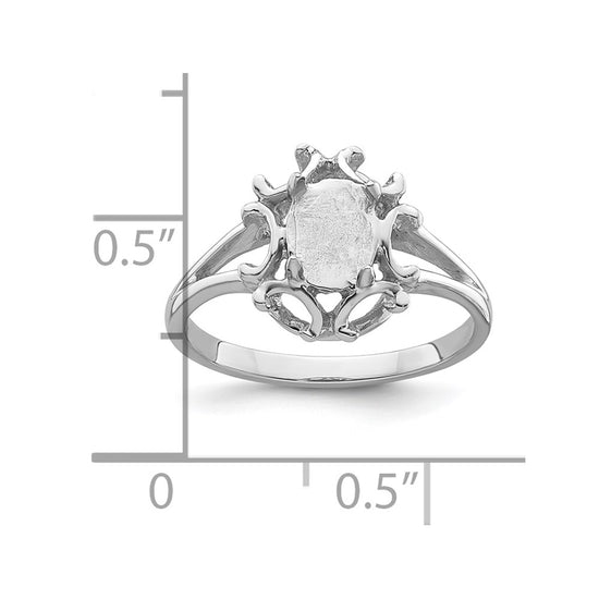 14k White Gold 7x5mm Oval Gemstone Ring Mounting