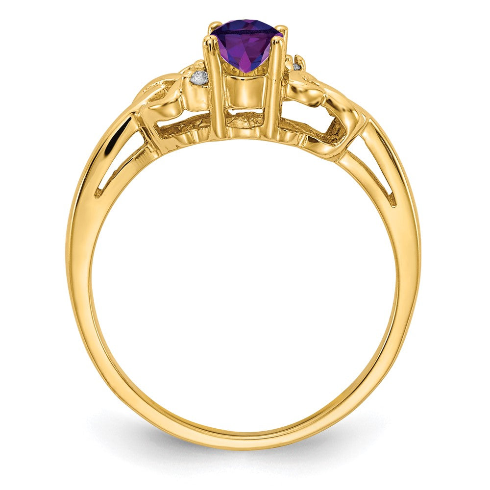 14k 6x4mm Oval Amethyst VS Diamond ring