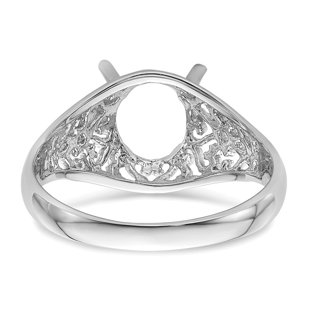 14k White Gold 8x6mm Oval Gemstone Ring Mounting