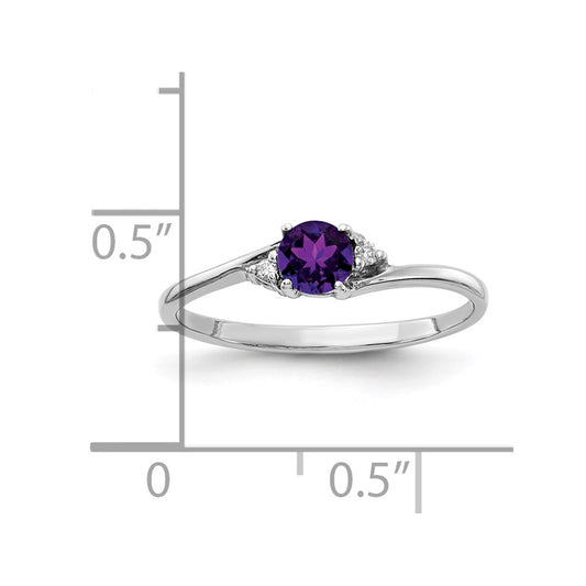 14k White Gold 4mm Amethyst and A Diamond Ring