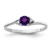 14k White Gold 4mm Amethyst and VS Diamond Ring