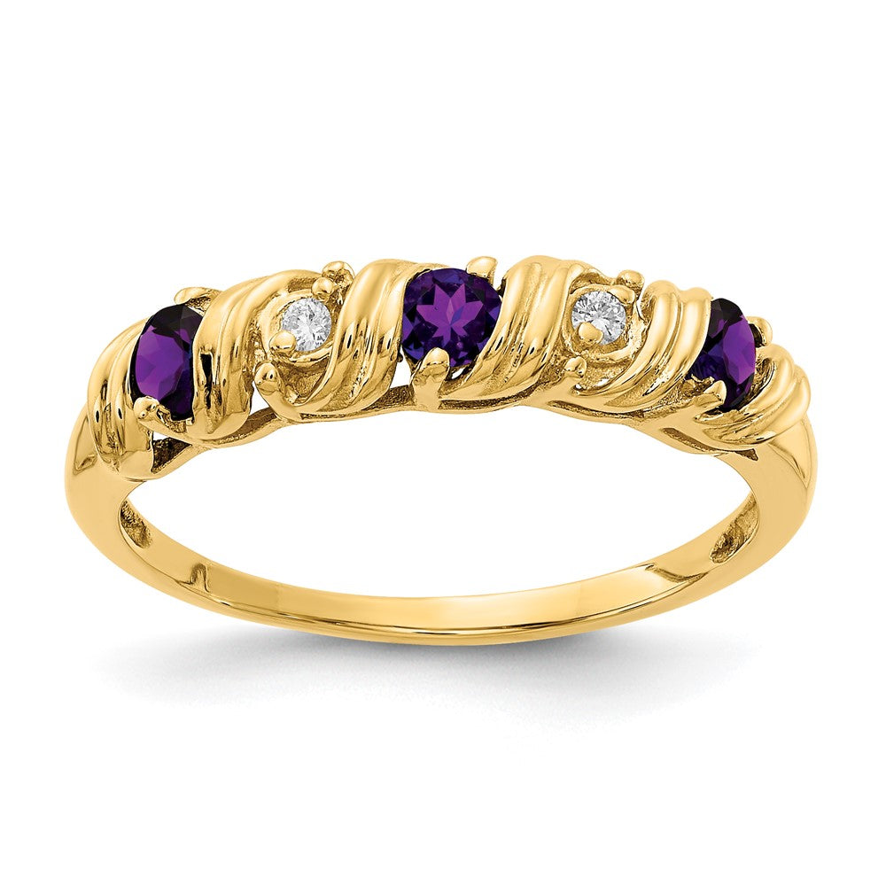 14k 2.75mm Gemstone & Diamond rings — Purple Amethyst