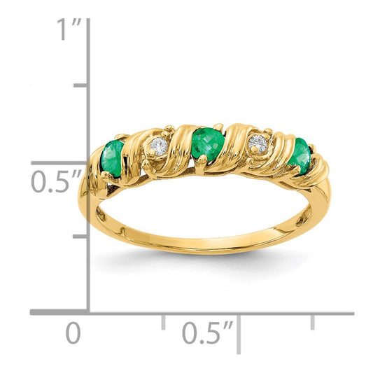 14k 2.75mm Gemstone & Diamond rings — Green Emerald