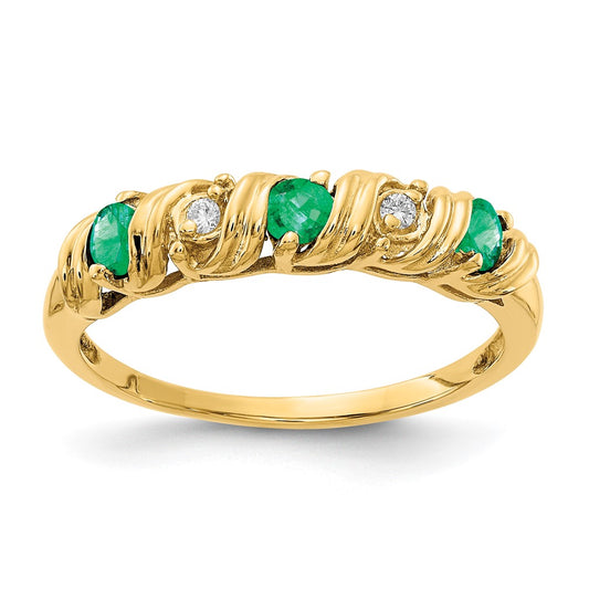 14k 2.75mm Gemstone & Diamond rings — Green Emerald