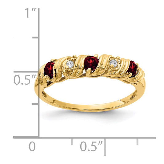 14k 2.75mm Gemstone & Diamond rings — Red Garnet