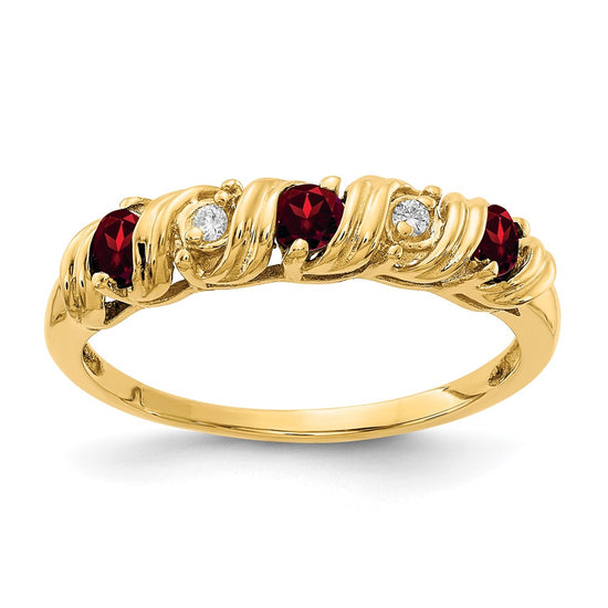 14k 2.75mm Gemstone & Diamond rings — Red Garnet