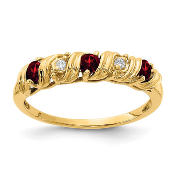 14k 2.75mm Gemstone & Diamond rings — Red Garnet