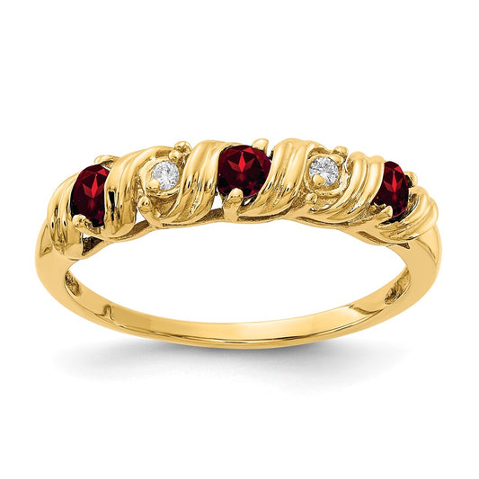 14k 2.75mm Gemstone & Diamond rings — Red Garnet