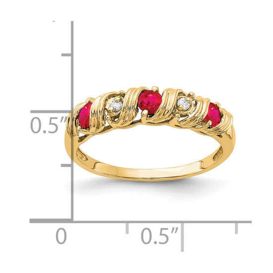 14k 2.75mm Gemstone & Diamond rings — Red Ruby
