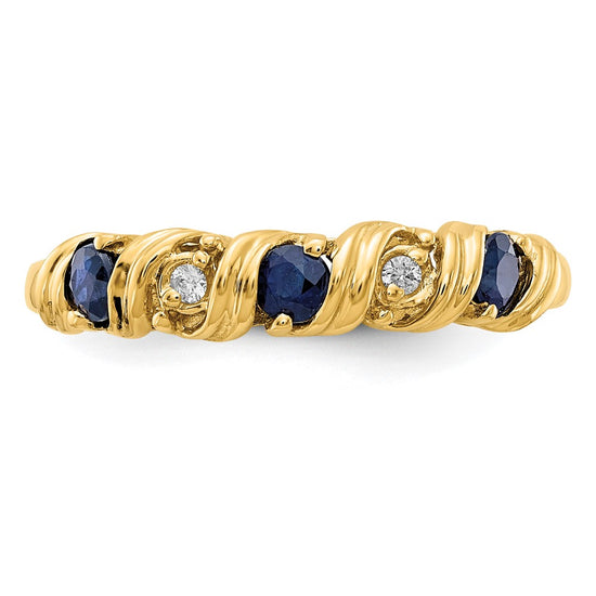 14k 2.75mm Gemstone & Diamond rings — Blue Sapphire
