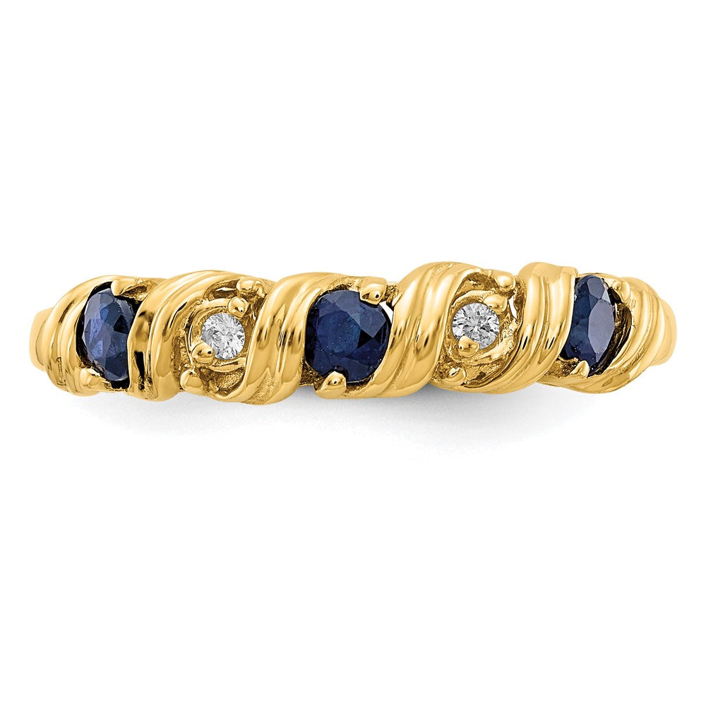 14k 2.75mm Gemstone & Diamond rings — Blue Sapphire
