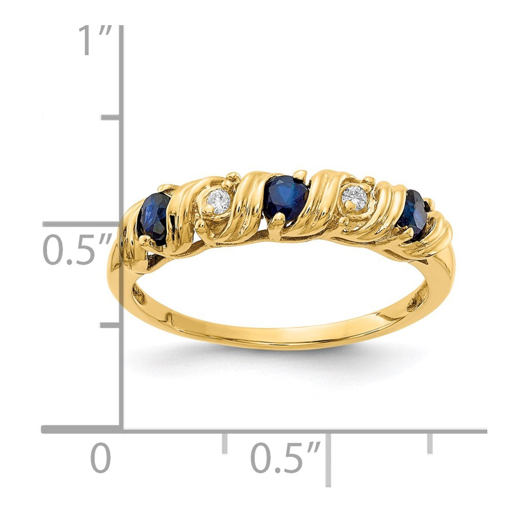 14k 2.75mm Gemstone & Diamond rings — Blue Sapphire