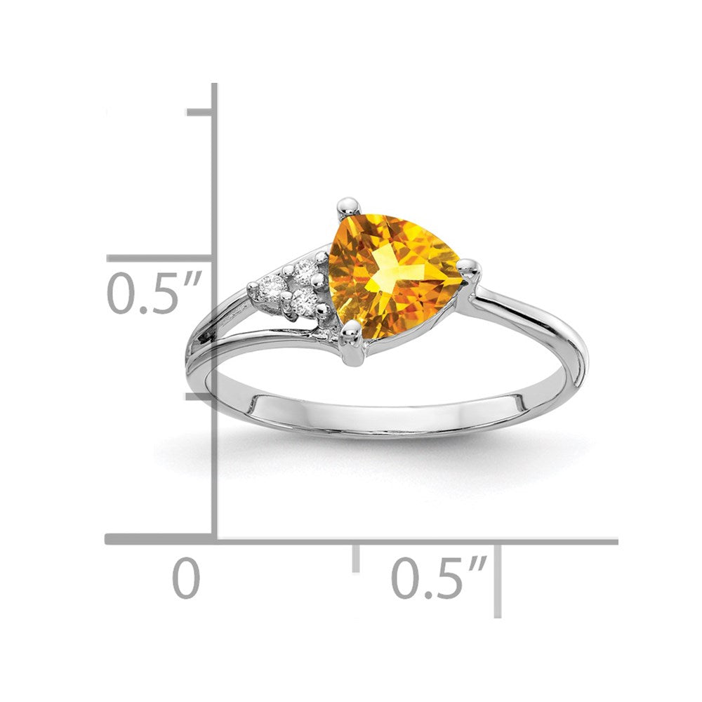 14k White Gold 6mm Citrine VS Diamond ring