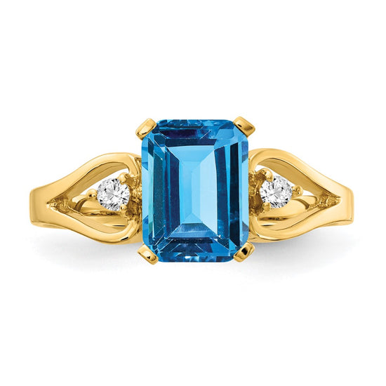 Emerald Cut Gemstone & Diamond Rings