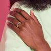 14k 7x5mm Emerald-cut Amethyst and 1/20 carat A Diamond Ring