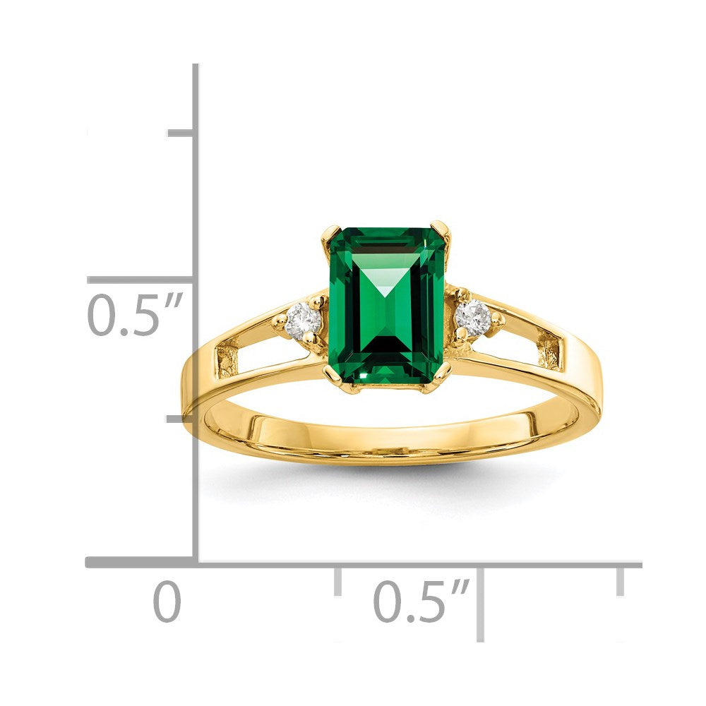 14k 7x5mm Emerald-cut Mount St. Helens and 1/20 carat AA Diamond Ring